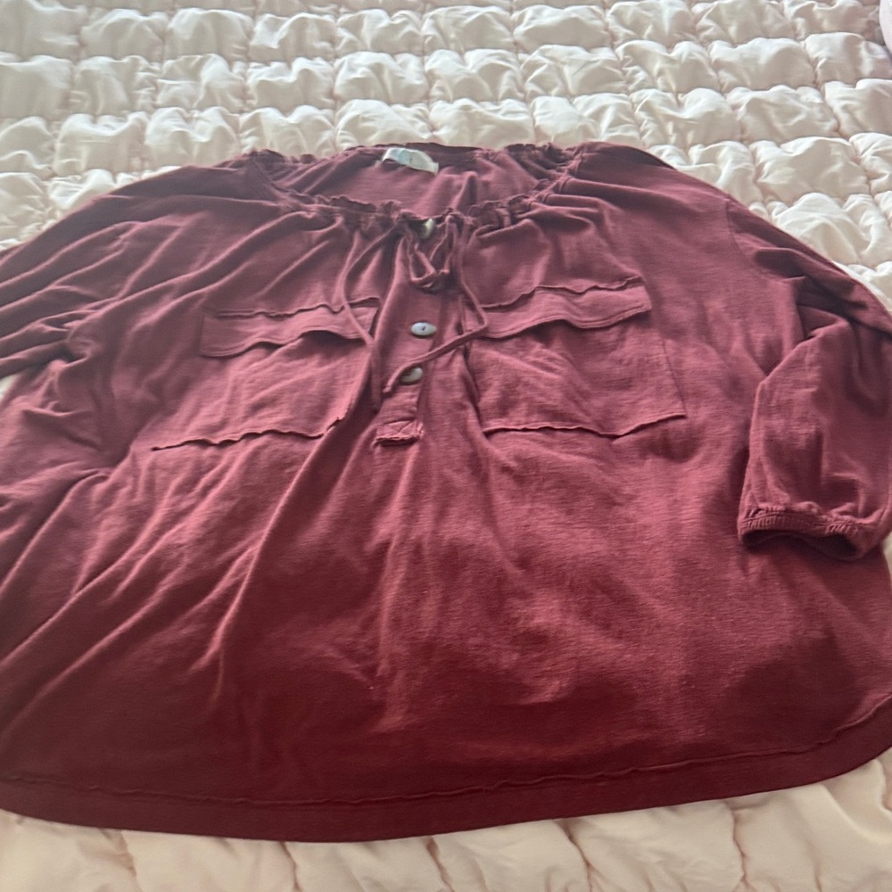 Free People Burgundy Tunic Top
